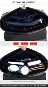 Detailed internal structure of the crossbody bag showing zipper pockets and compartments