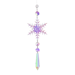 Rainbow crystal snowflake suncatcher pendant for Christmas tree and outdoor garden decor
