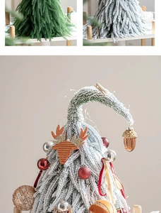 Détails de mini sapins de Noël avec effet neige, pommes de pin et rennes