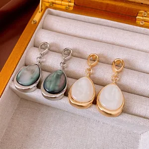 Retro Waterdrop Shell Drop Earrings With Silver Earring Post Copper French Style Luxury Jewelry For Women