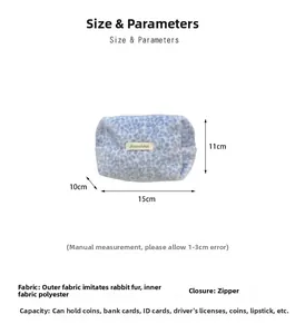 Dimensions détaillées et paramètres matériels du sac en peluche à imprimé léopard bleu