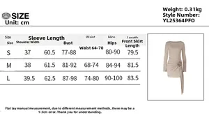 Detailed size chart for the elegant round neck mini dress with 3D flower detail