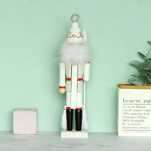White King Nutcracker wooden soldier decoration with plush cape and gold accents