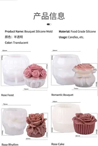 Tabella taglie con specifiche per 4 modelli di stampi per candele a bouquet di rose