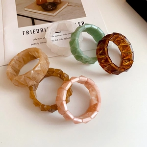 Retro iridescent acrylic triangle elastic bracelets in six matte autumn earth tones
