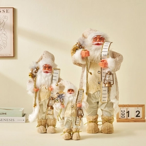 Ornamento Di Babbo Natale Tessuto Maglia Finta Pelliccia Paillettes Oro Stile Nordico Decorazione Tavolo Natale Statuina