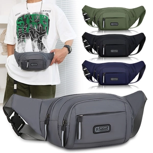 Men Waist Bag Nylon Waterproof Multi-Pocket Reflective Strip Sports Travel Fanny Pack Chest Crossbody