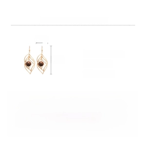Detailed size chart and weight specifications for golden tiger eye diamond-shaped earrings