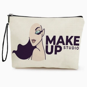 Trousse à Maquillage en Toile de Lin pour Femmes Organisateur Cosmétique Grande Capacité Pochette de Voyage Fermeture Éclair Étui de Rangement Imprimé Mode