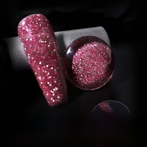 Macro shot of silver diamond glitter nail gel polish in shade 005 for sparkling finish