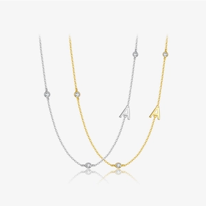 Alphabet Letter Pendant Necklace Copper Silver Gold Plated Minimalist Zircon Clavicle Chain Fashion Jewelry Women