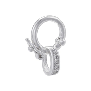 Silver plated 18K gold charm clasp with pavé cubic zirconia for DIY jewelry making
