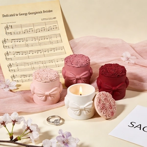 Barattoli decorati con rose e fiocchi in vari colori per candele o piccoli gioielli
