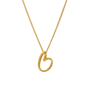 Minimalist 18k gold plated stainless steel necklace with hollow heart pendant