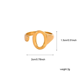Detailed sizing chart of gold oval ring showing 1.3cm height and 2cm width specifications