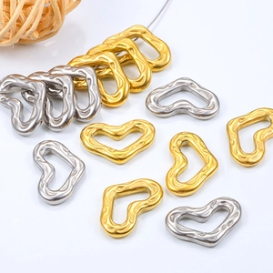 Hollow Heart Pendant Stainless Steel 18K Gold Plated Irregular Texture DIY Necklace Bracelet Jewelry Making Accessories