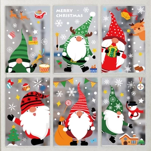 Christmas Window Stickers Static Cling PVC Decals Double Sided Santa Reindeer Snowflake Home Store Decoration