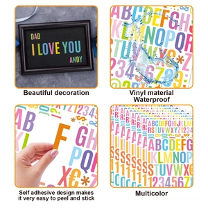 Waterproof vinyl alphabet stickers showing application and water resistance tests