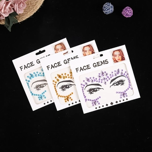Dreierpack Gesichtssteine in Blau und Bernstein für Musikfestivals und Party-Make-up