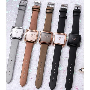 GEDI minimalist square quartz watches for women with colorful leather bands and large dials