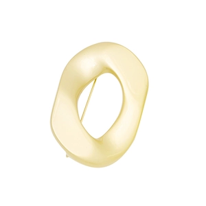 Minimalist beige irregular geometric round brooch with smooth abstract finish for suits