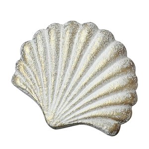 Vintage Mediterranean style seashell cabinet knob with retro gold finish and white base