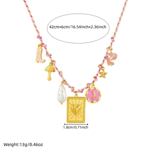 Detailed view of necklace with charms including dimensions and 13g weight info