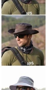 Detail of wide brim sun hat with breathable mesh and adjustable chin strap for outdoors
