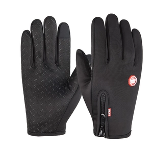 Outdoor thermal cycling gloves with non-slip palm, zipper pocket and touch screen design