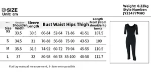 Tableau des tailles détaillé pour combinaison femme avec mesures de XS à L en centimètres
