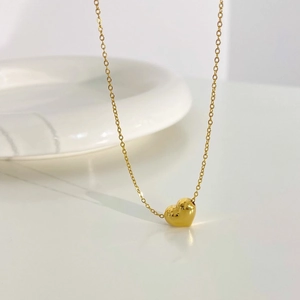 Collier minimaliste avec pendentif cœur en or 18 carats pour femme en acier inoxydable