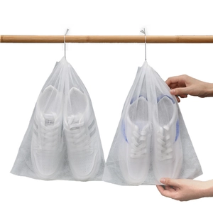 Hanging white non-woven mesh shoe storage bags for anti-yellowing and dust protection