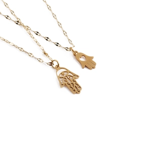 Hamsa Hand Pendant Necklace For Men Stainless Steel Evil Eye Heart Hollow Geometric Jewelry Gold Plated Simple Fashion