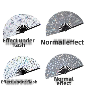 Detailed comparison of the 33cm reflective bamboo fan showing glow effects under flash light