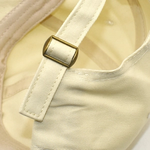 Unisex beige cotton baseball cap with adjustable copper buckle back closure