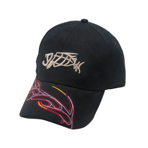 Casquette de baseball en coton noir avec lettrage et broderie de flammes tribales