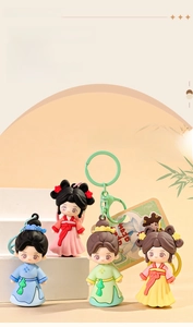 Detailansicht traditioneller chinesischer Cartoon-Schlüsselanhänger aus weichem PVC