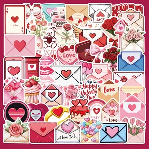 Valentine Day Love Envelope Stickers Waterproof PVC Romantic Heart Rose Decals For Laptop Phone Case Diary Scrapbooking