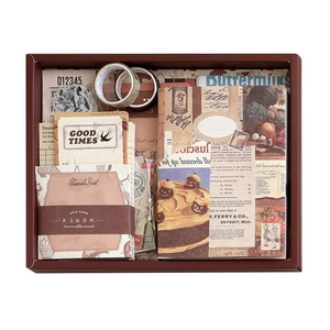 Vintage stationery gift set with washi tapes, stickers, and notes in a classic box
