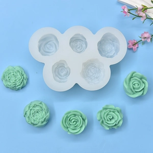 Five-cavity rose silicone mold for DIY candles, ice cubes and gypsum soap crafting
