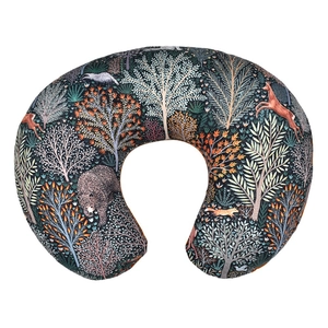 Elastic U-shaped nursing pillow cover with forest animal patterns of bears and deer