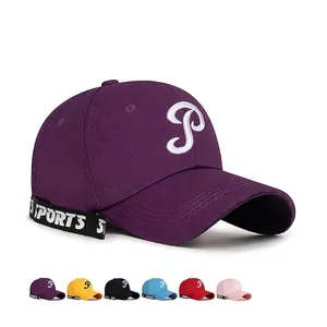 Baseball Cap Letter P Embroidery SPORTS Ribbon Adjustable Sun Protection Breathable Casual Streetwear Hat For Men Women