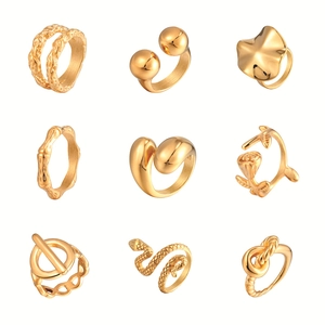 Edelstahl Ringe Für Frauen Gold Silber Minimalistisch Geometrisch Bambus Knoten Schlange Rose Schmuck