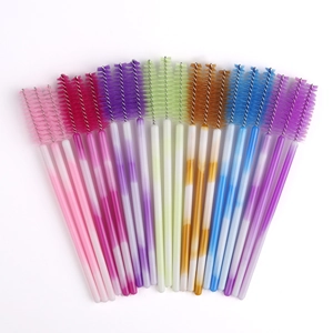 50pcs disposable spiral mascara wands with colorful gradient handles for lash grooming