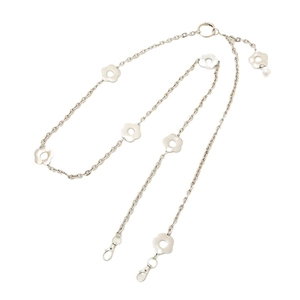 Silver metal floral crossbody chain strap with lobster clasps and a pearl pendant
