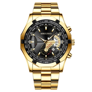 Men Quartz Watch Chronograph Style Business Sport Luxury Stainless Steel Metal Band Date Calendar Round Large Dial