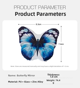 Detailed dimensions and specifications for this compact butterfly makeup mirror tool