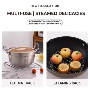 Stainless steel heat insulation pot rack and versatile kitchen steamer tray rack