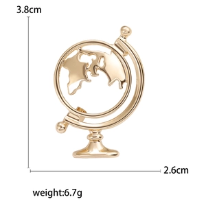 Gold globe brooch pin in vintage style for suits and cardigans, 3.8cm height
