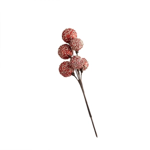 Sparkling red Christmas berry stems with glitter finish for festive holiday home decoration